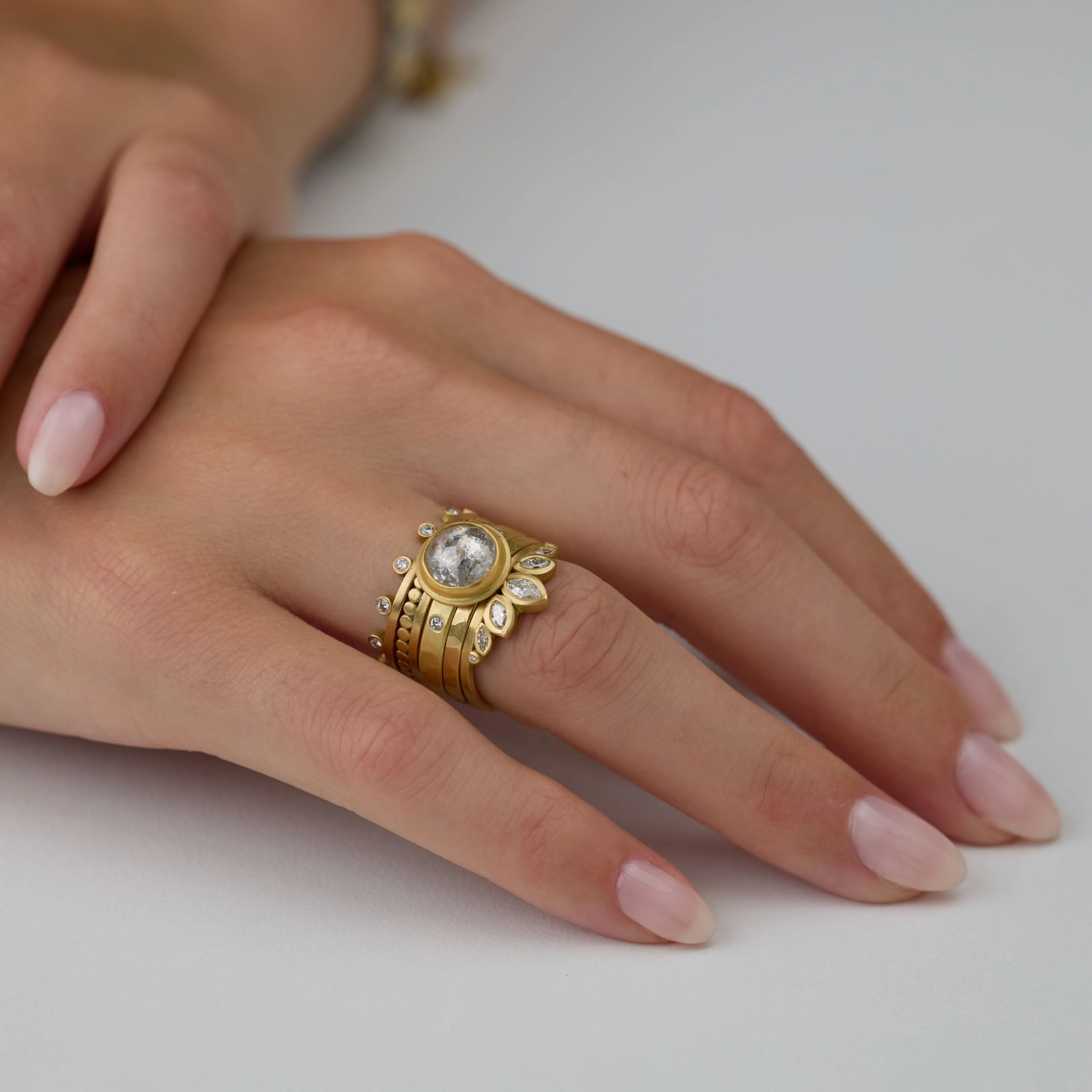 2mm Hammered Gold Band,Men Rings