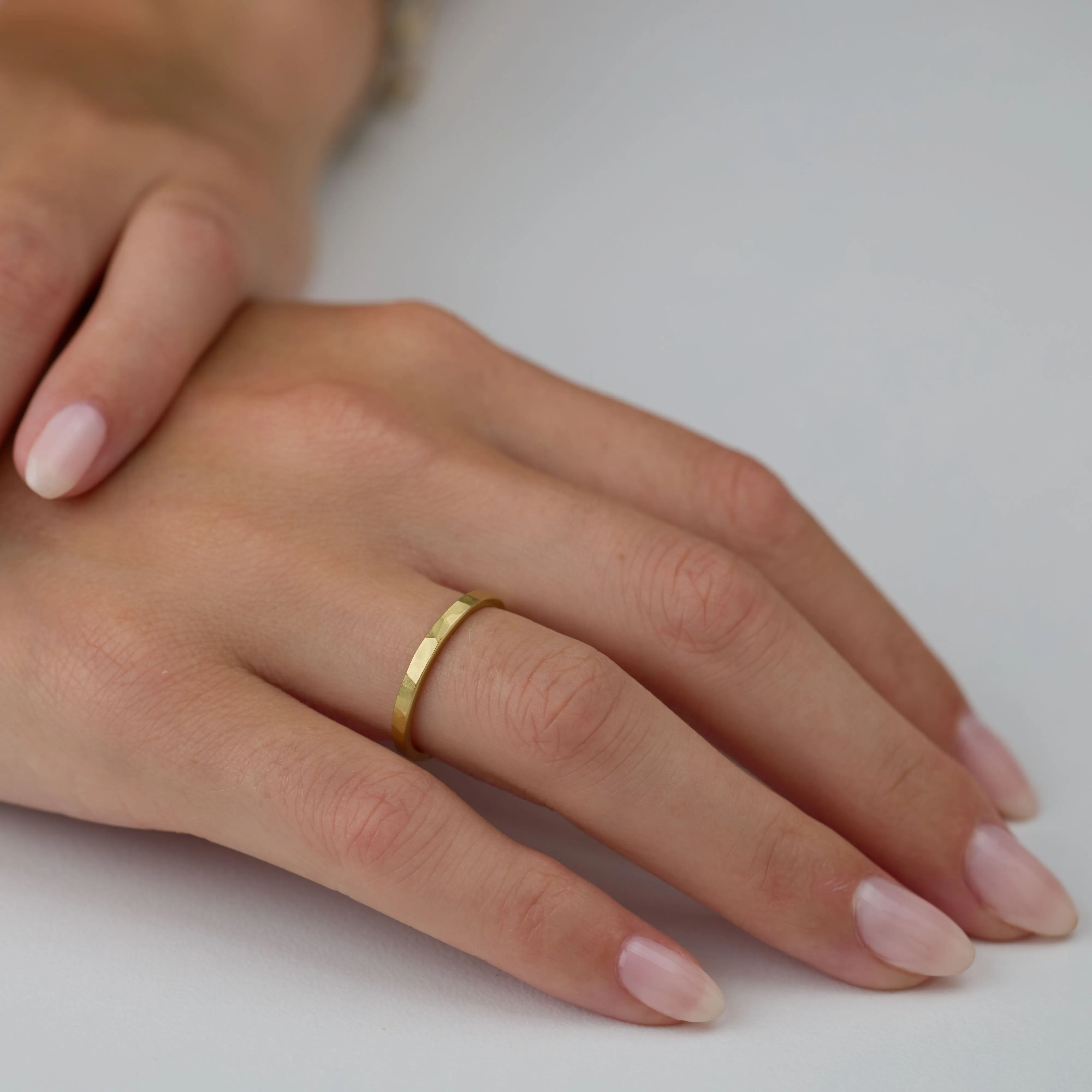 2mm Hammered Gold Band,Men Rings