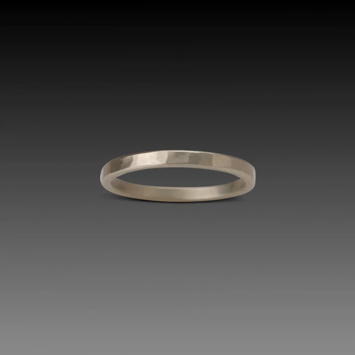 2mm Hammered White Gold Band,Men Rings