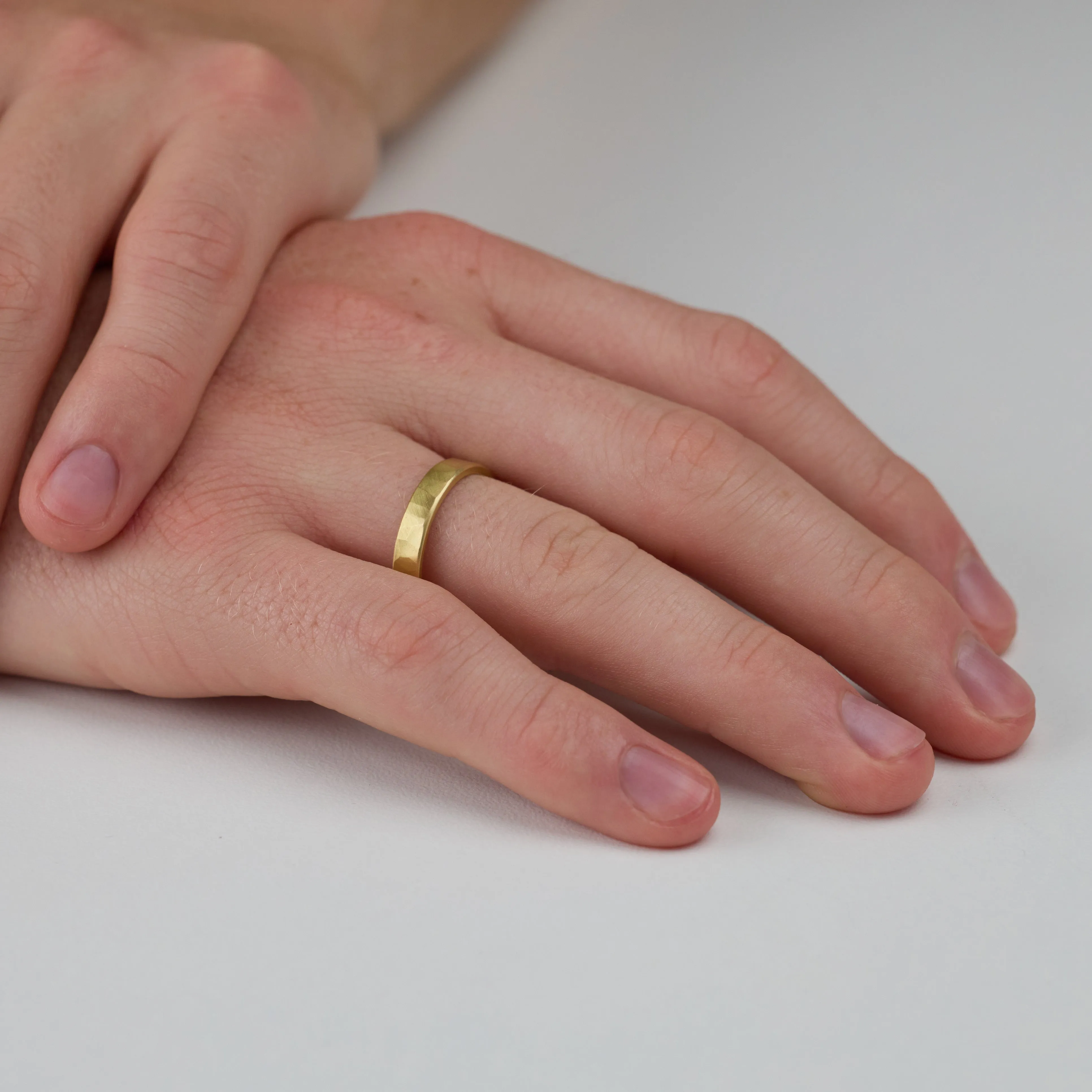 4mm Hammered Gold Band,Men Rings