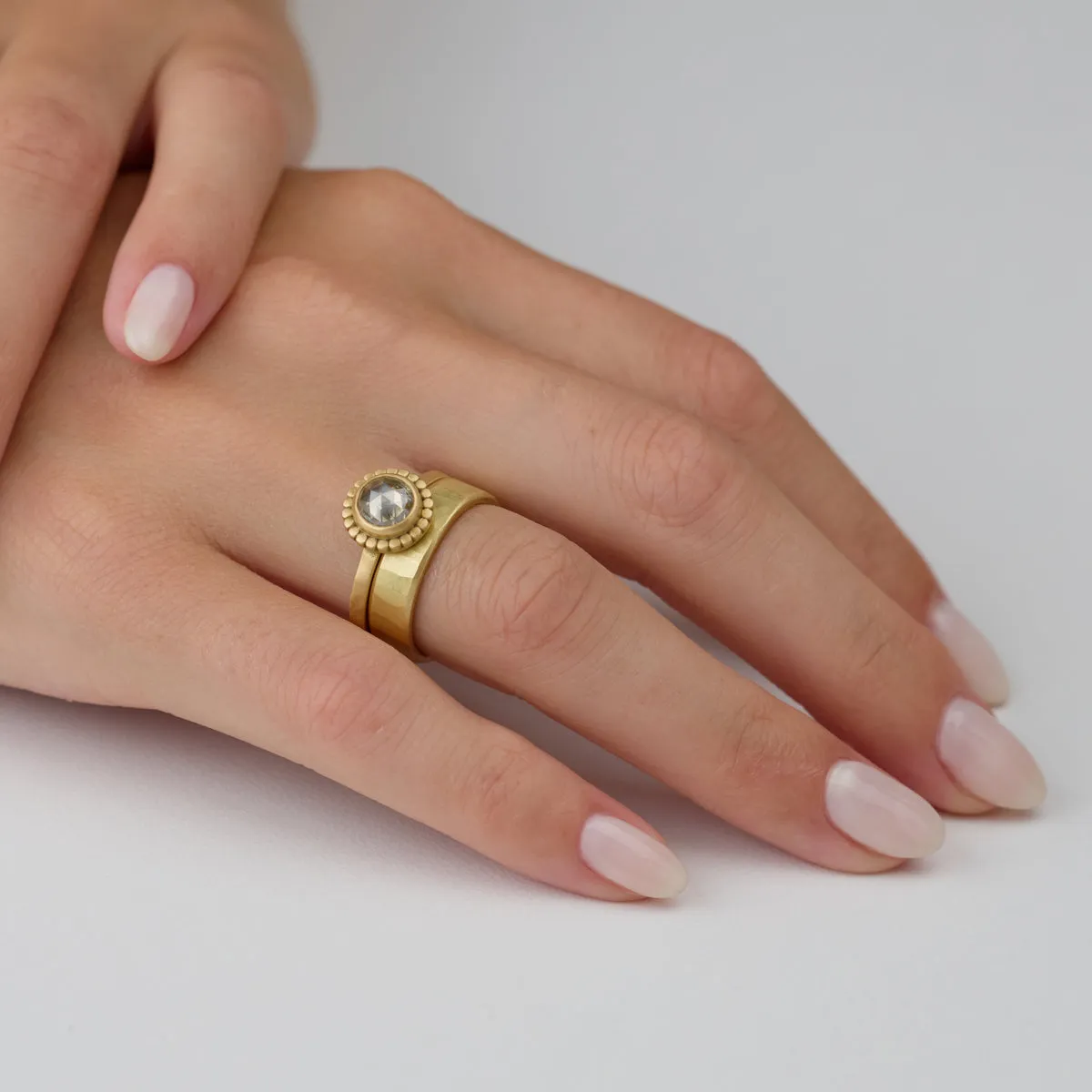 6mm Hammered Gold Band,Men Rings