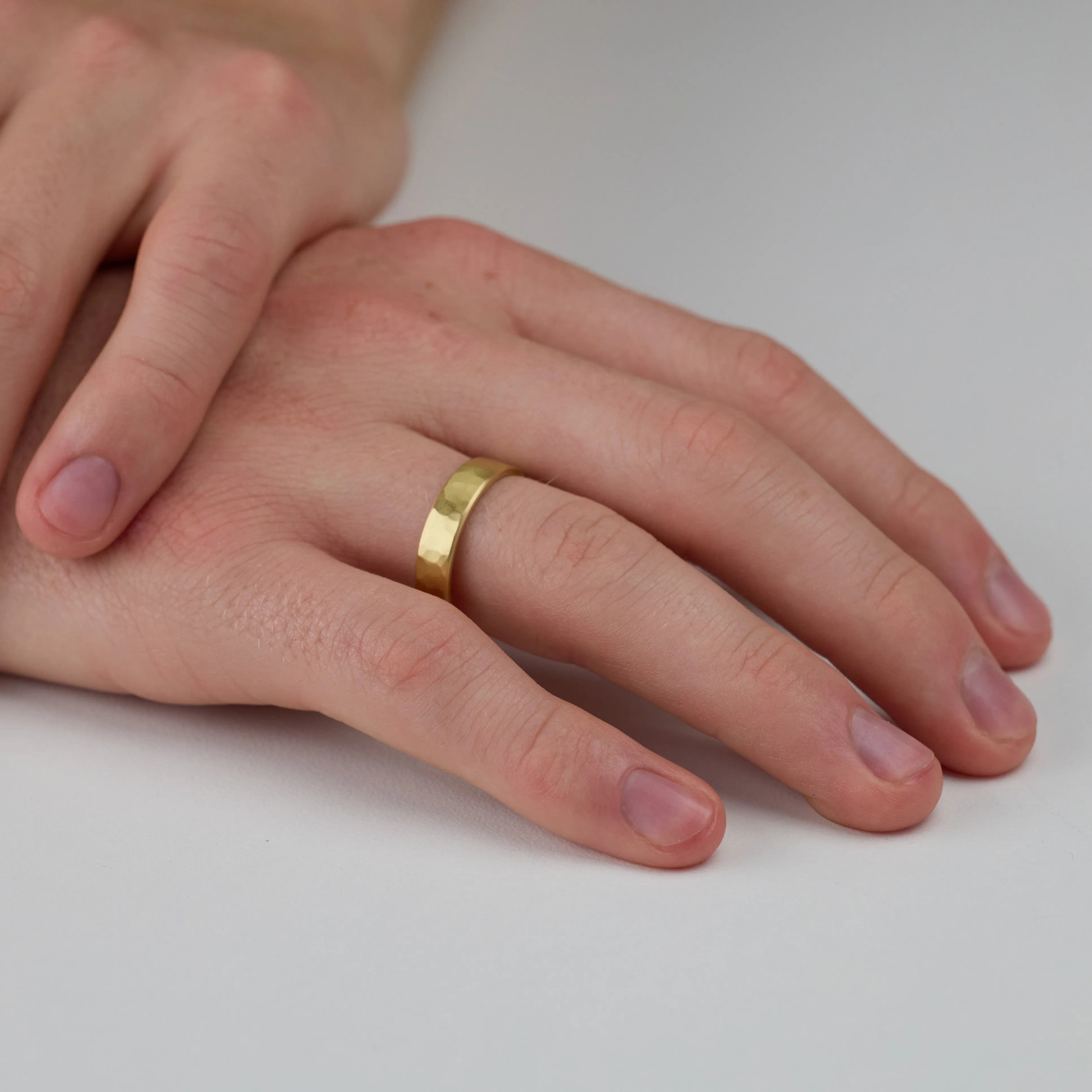 6mm Hammered Gold Band,Men Rings