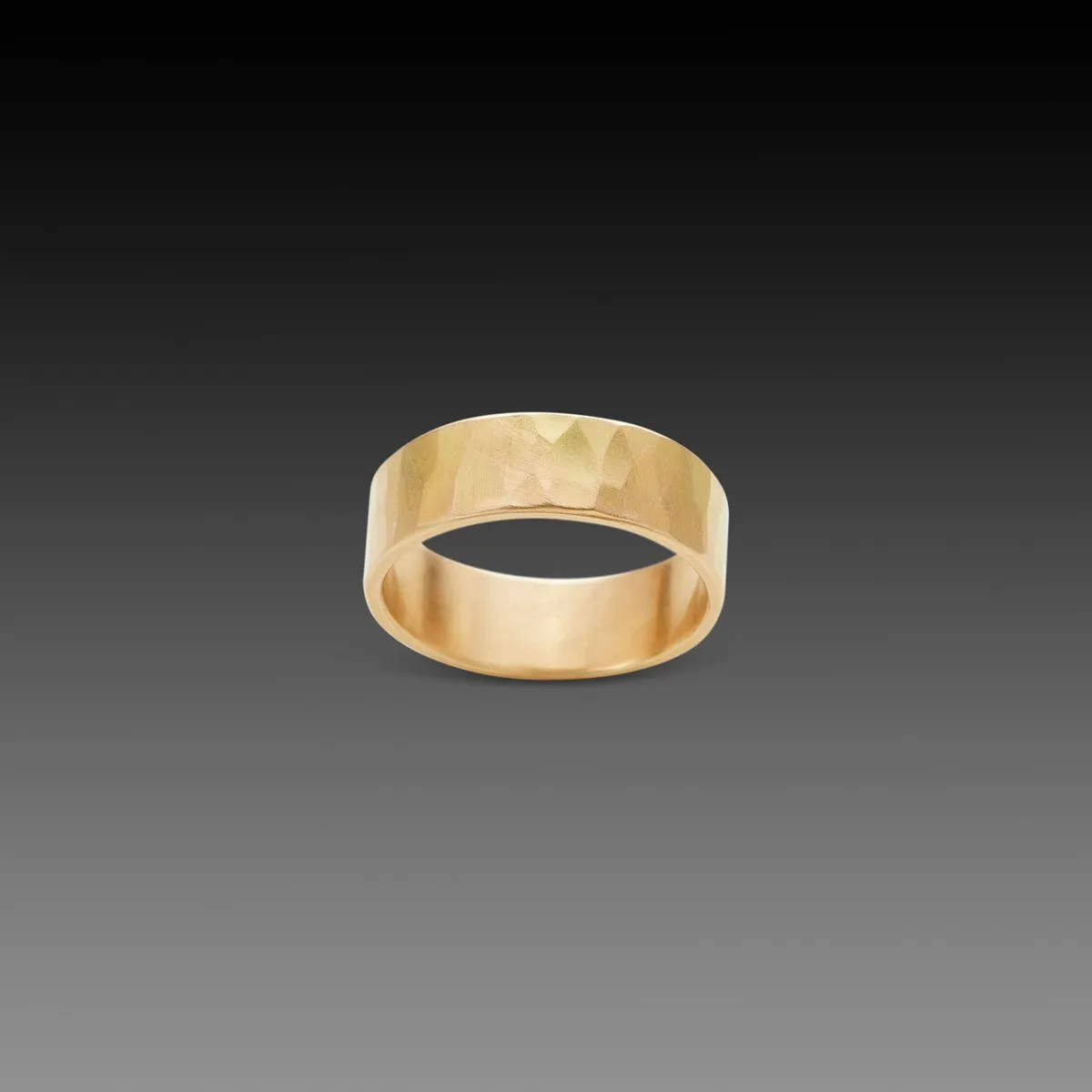 7mm Hammered Gold Band,Men Rings