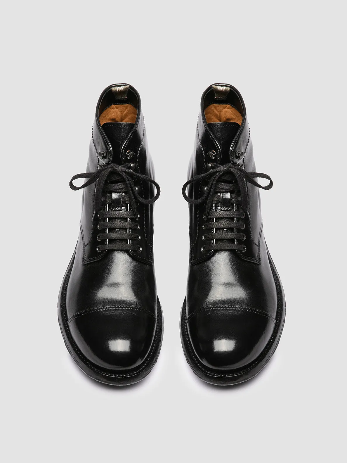 ADMIRAL 010 - Black Leather Lace-up Boots,Men Boots