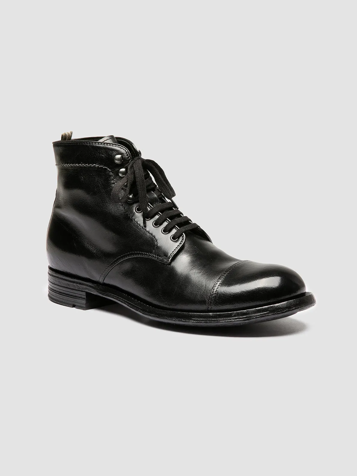 ADMIRAL 010 - Black Leather Lace-up Boots,Men Boots