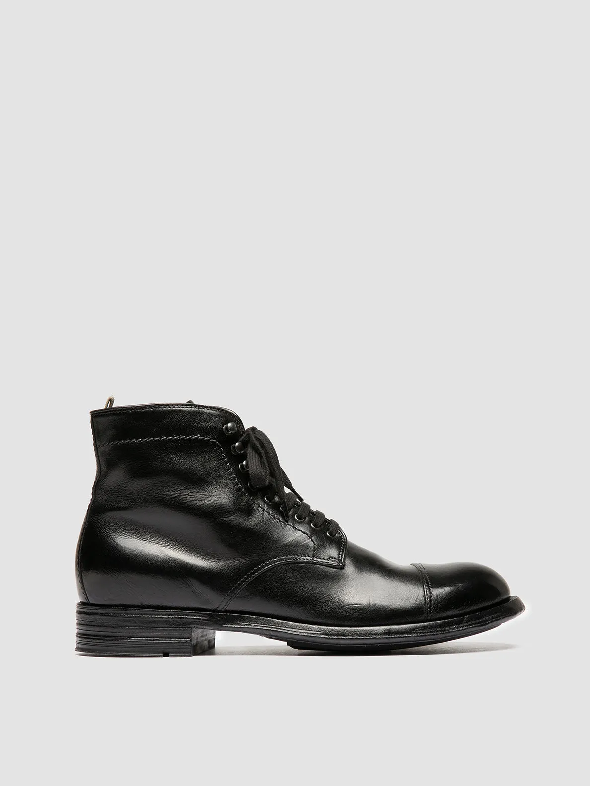 ADMIRAL 010 - Black Leather Lace-up Boots,Men Boots