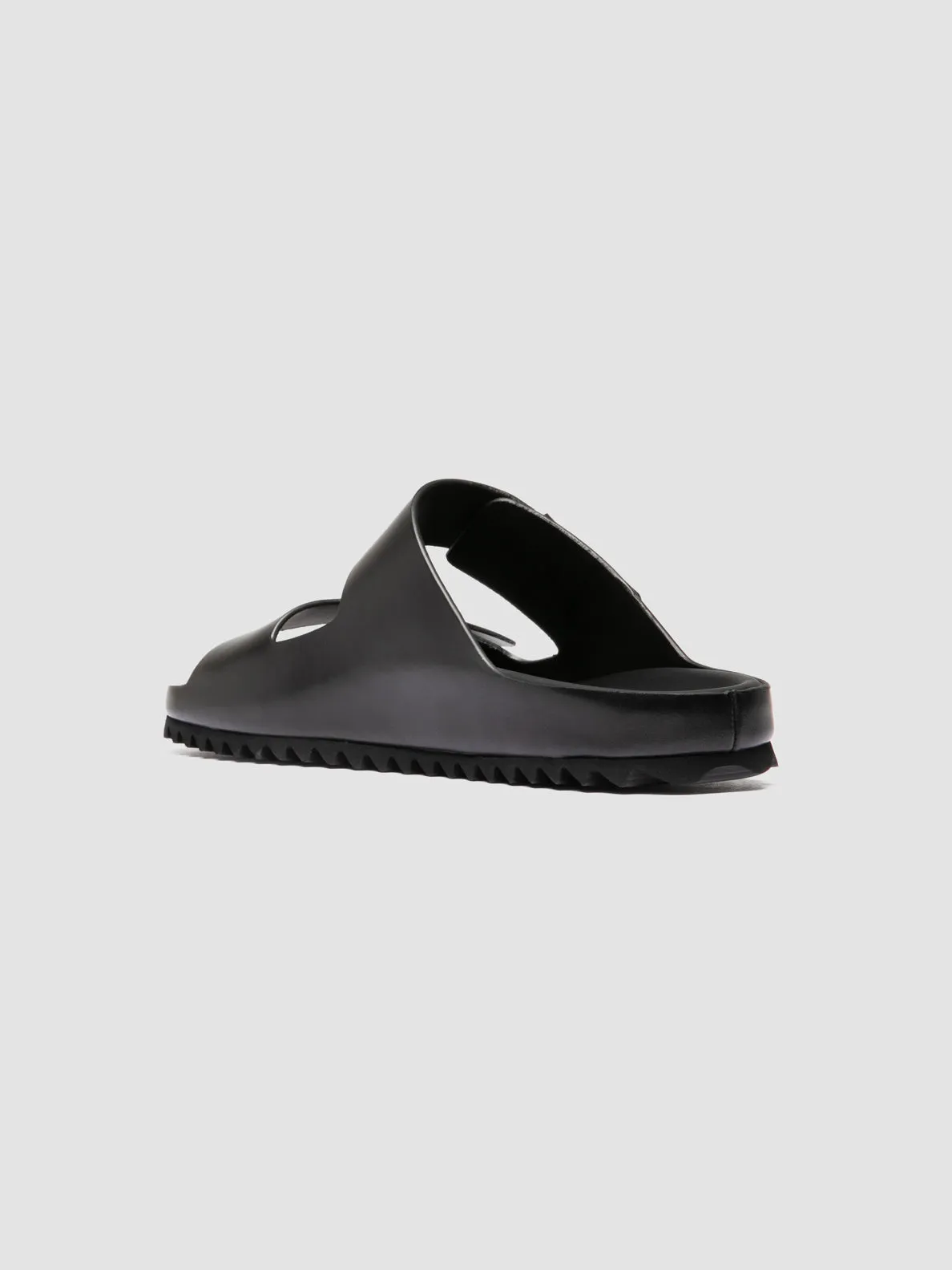 AGOR 010 - Black Leather Slide Sandals,Men Sandals