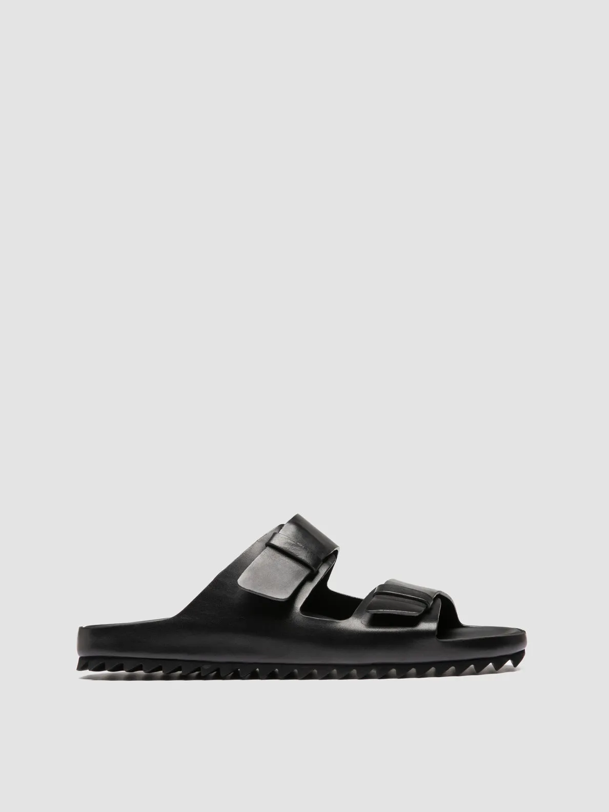AGOR 010 - Black Leather Slide Sandals,Men Sandals