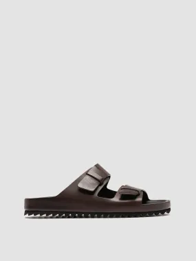 AGOR 010 - Brown Leather Slide Sandals,Men Sandals