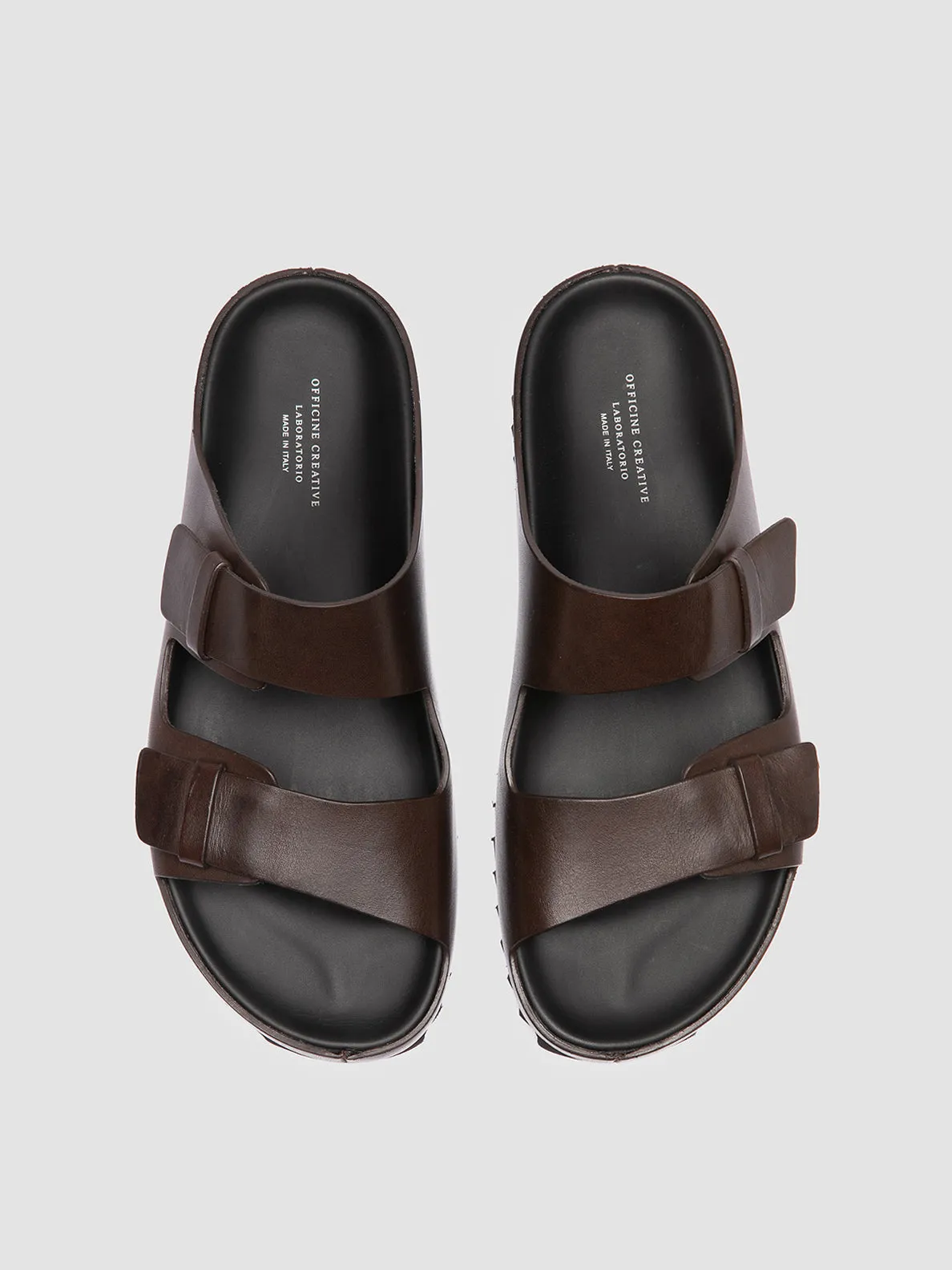 AGOR 010 - Brown Leather Slide Sandals,Men Sandals