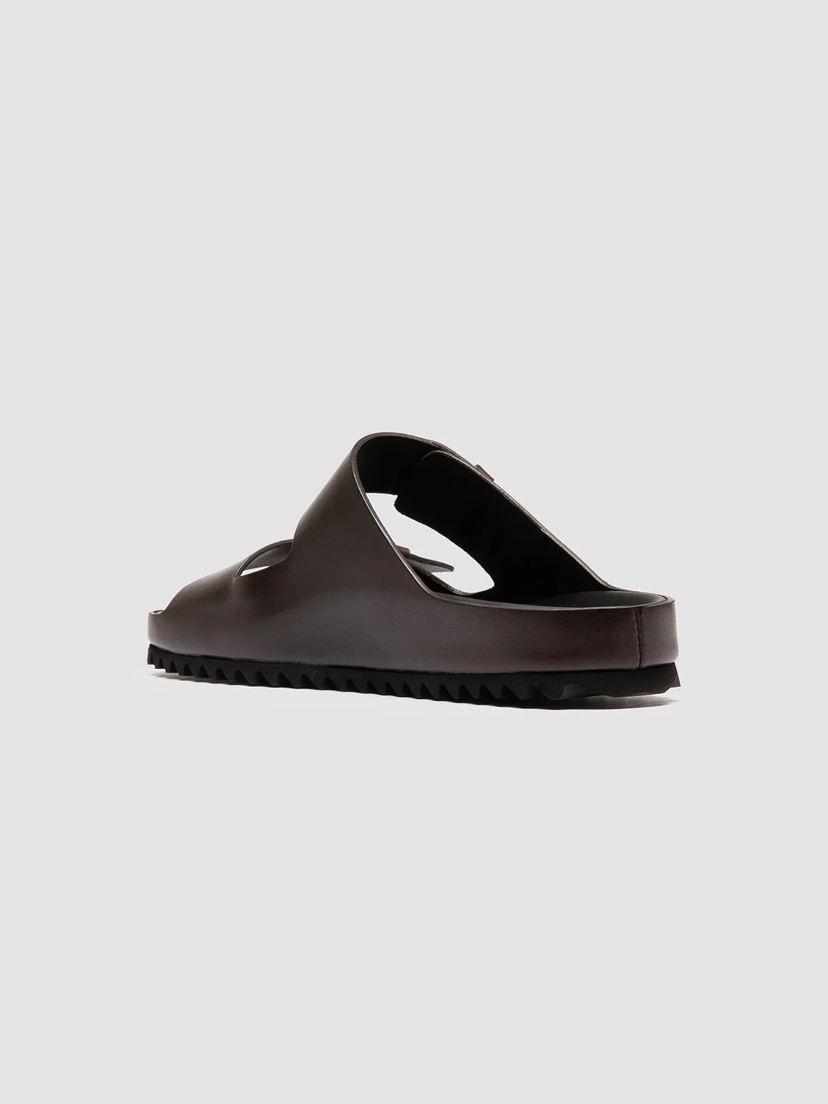 AGOR 010 - Brown Leather Slide Sandals,Men Sandals