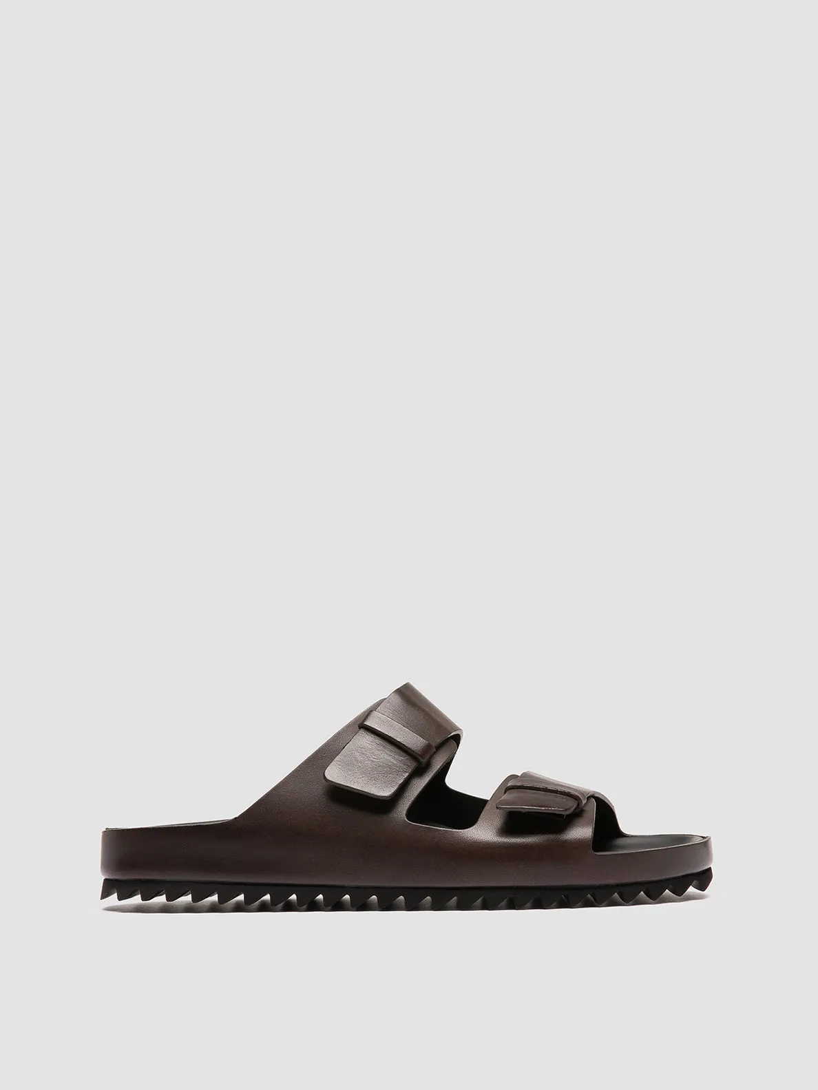 AGOR 010 - Brown Leather Slide Sandals,Men Sandals