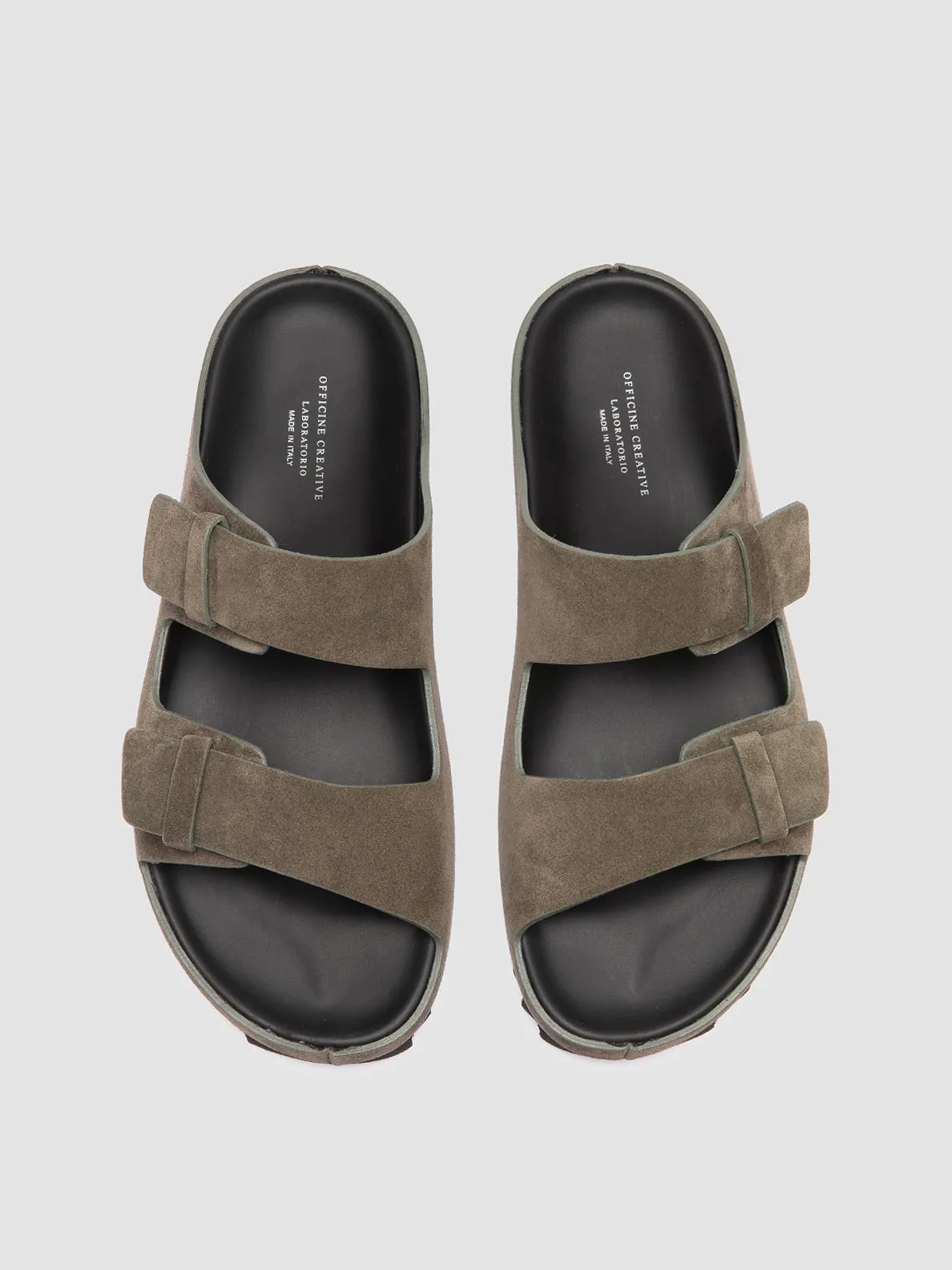 AGOR 010 - Green Suede Slide Sandals,Men Sandals