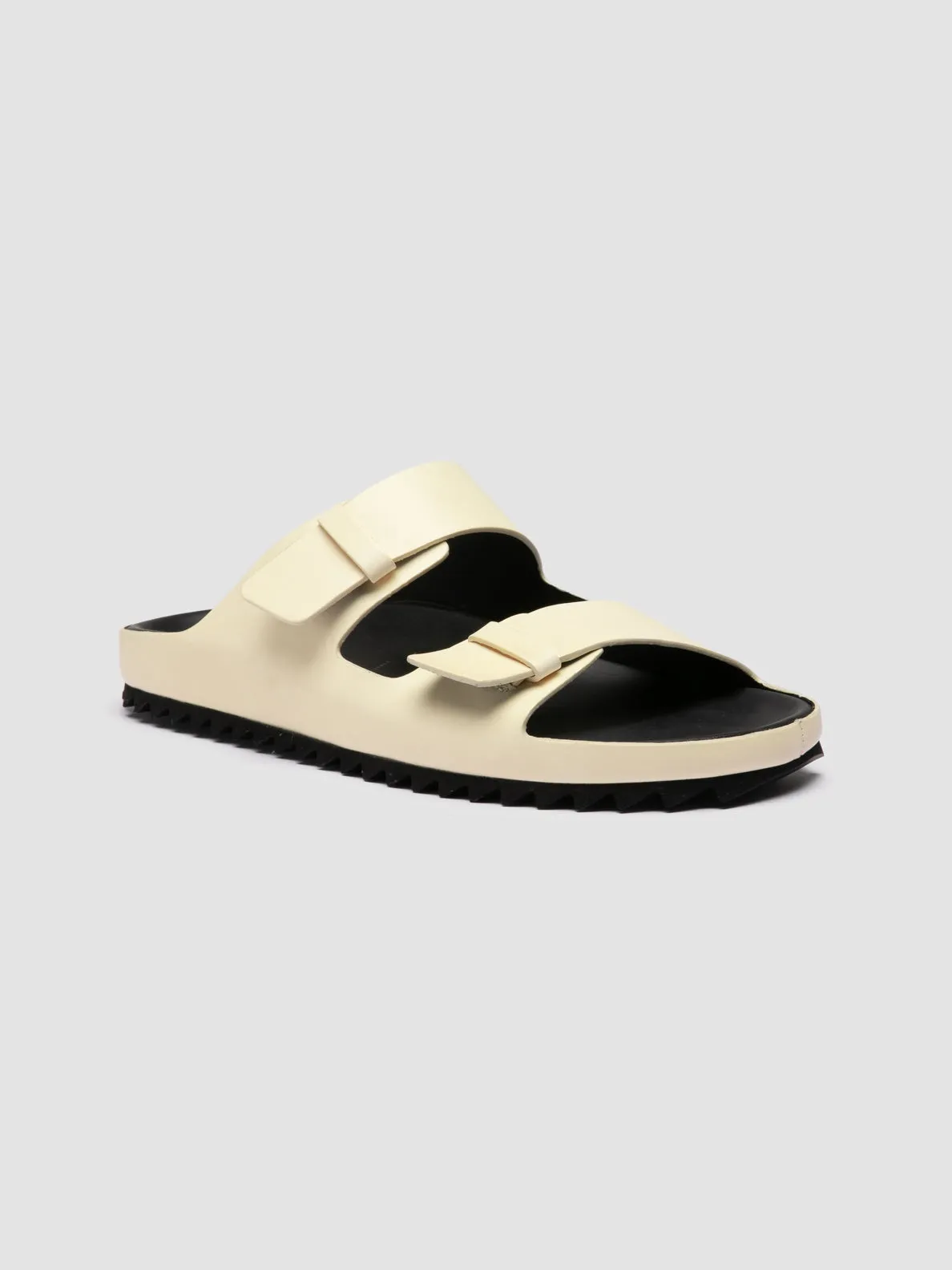 AGOR 010 - Ivory Leather Slide Sandals,Men Sandals