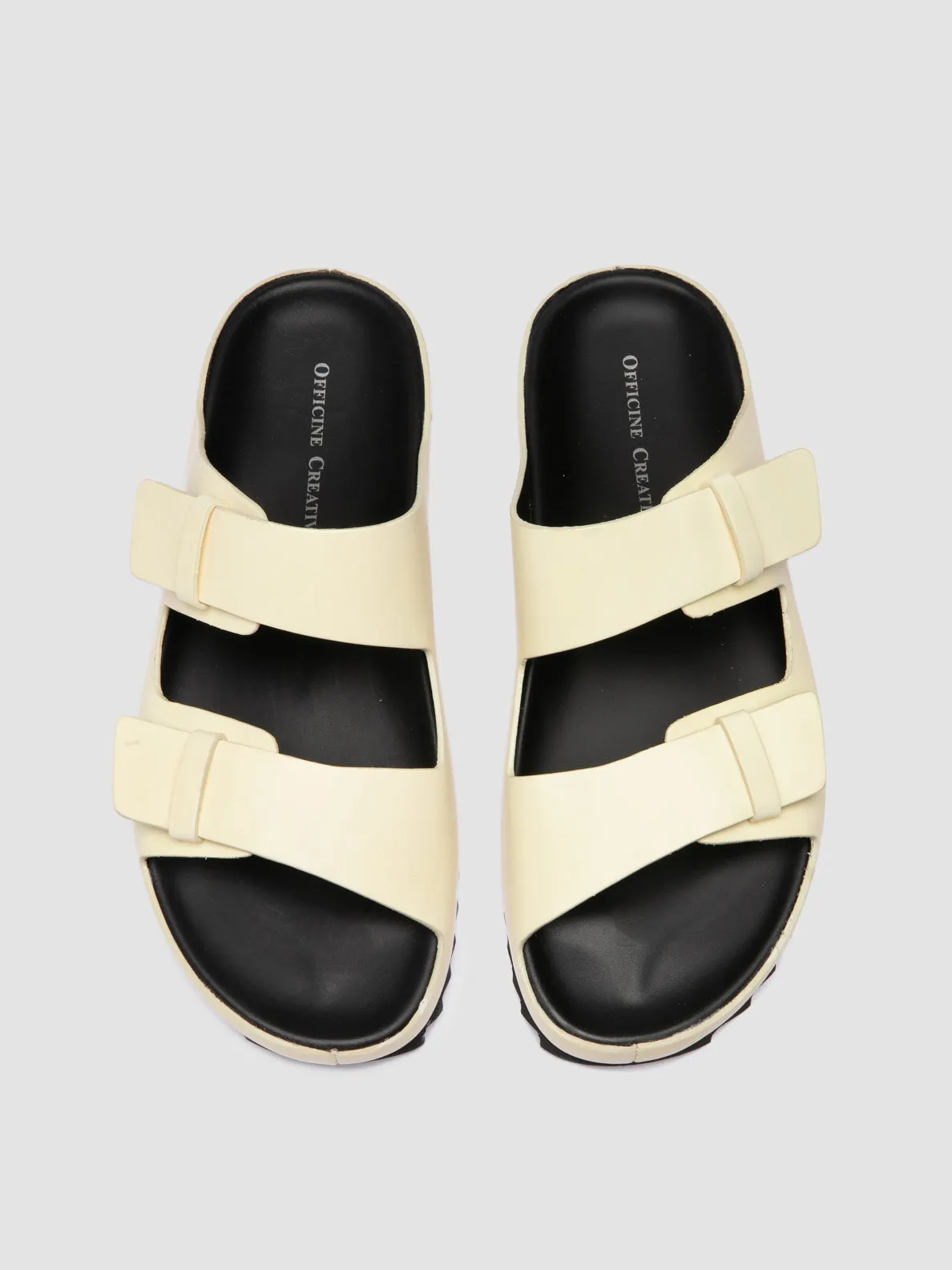 AGOR 010 - Ivory Leather Slide Sandals,Men Sandals