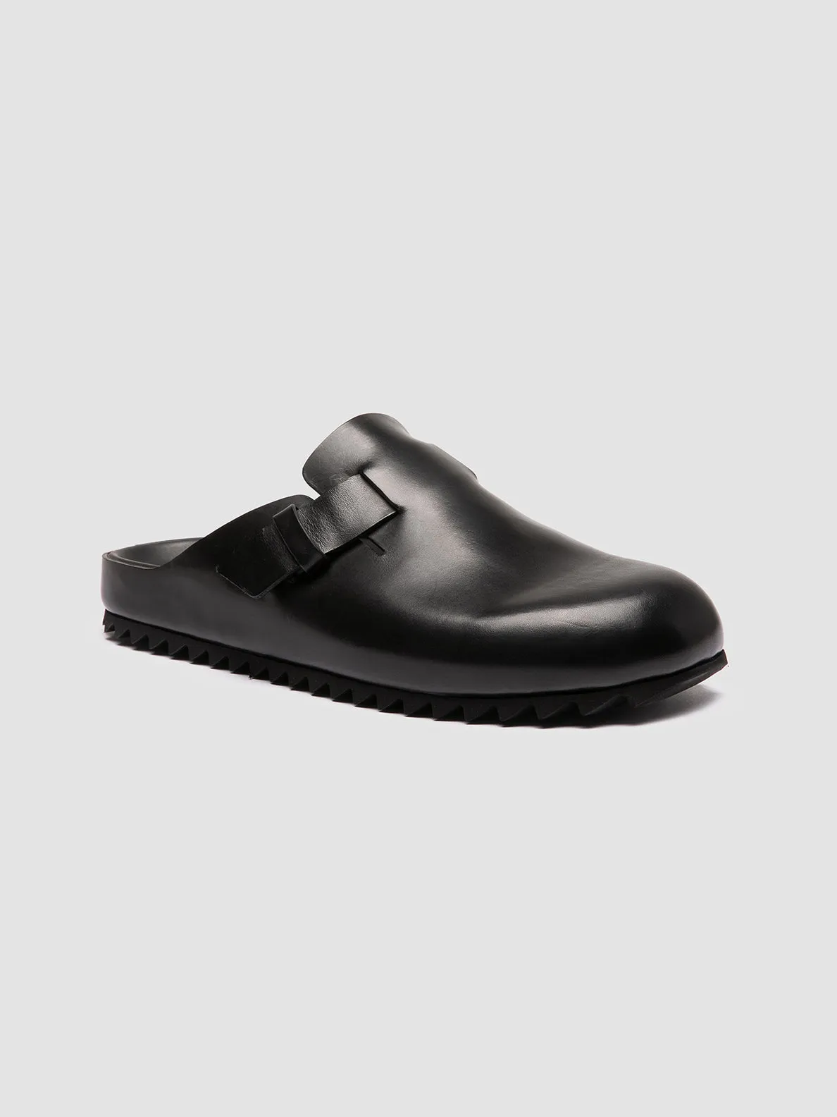 AGOR 012 - Black Leather Mule Sandals,Men Sandals