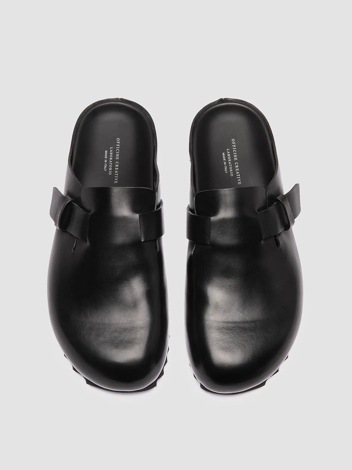 AGOR 012 - Black Leather Mule Sandals,Men Sandals