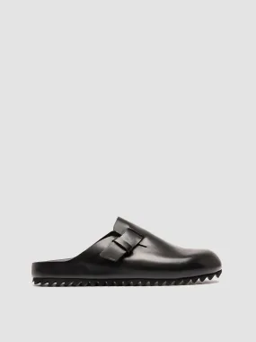 AGOR 012 - Black Leather Mule Sandals,Men Sandals