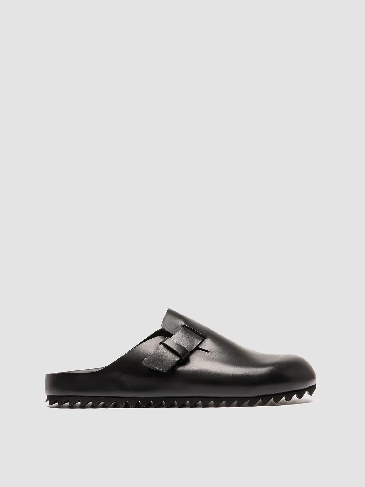 AGOR 012 - Black Leather Mule Sandals,Men Sandals