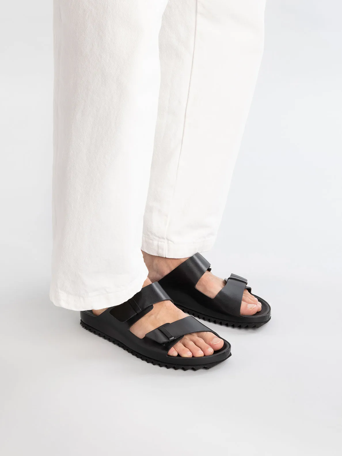 AGORA' 002 - Black Leather Sandals,Men Sandals