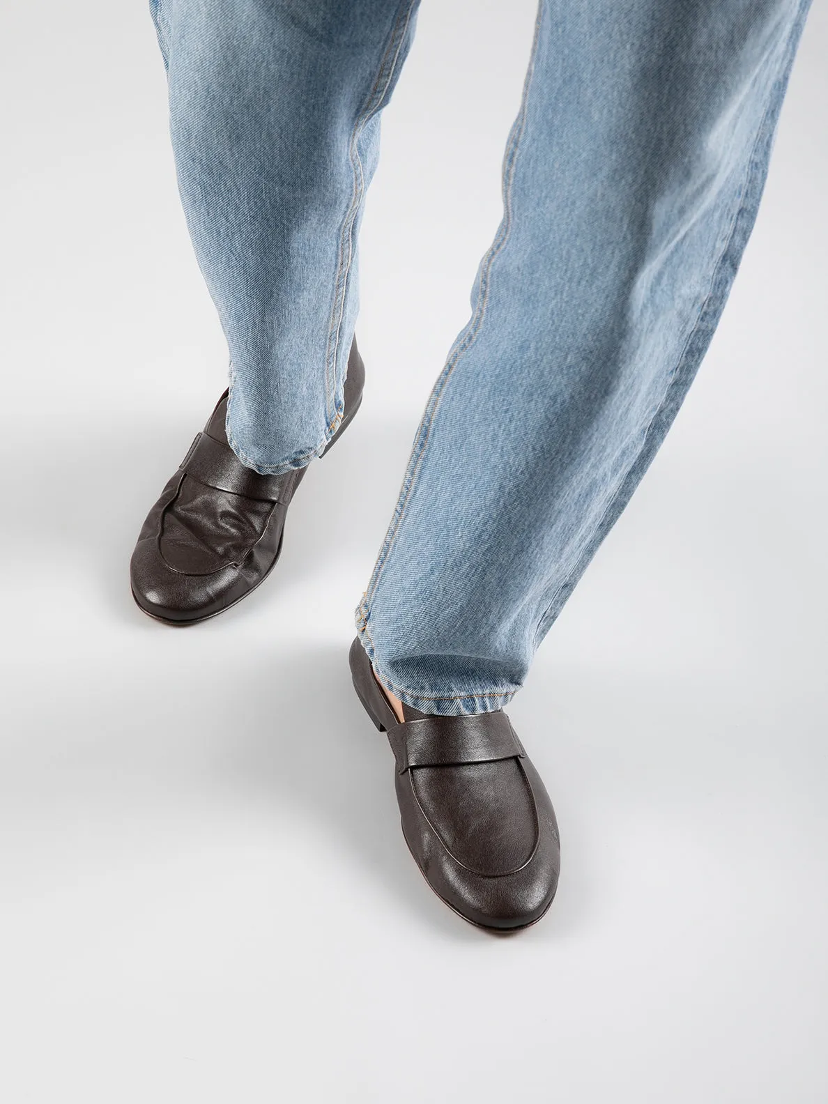 AIRTO 001 - Brown Leather Penny Loafers,Men