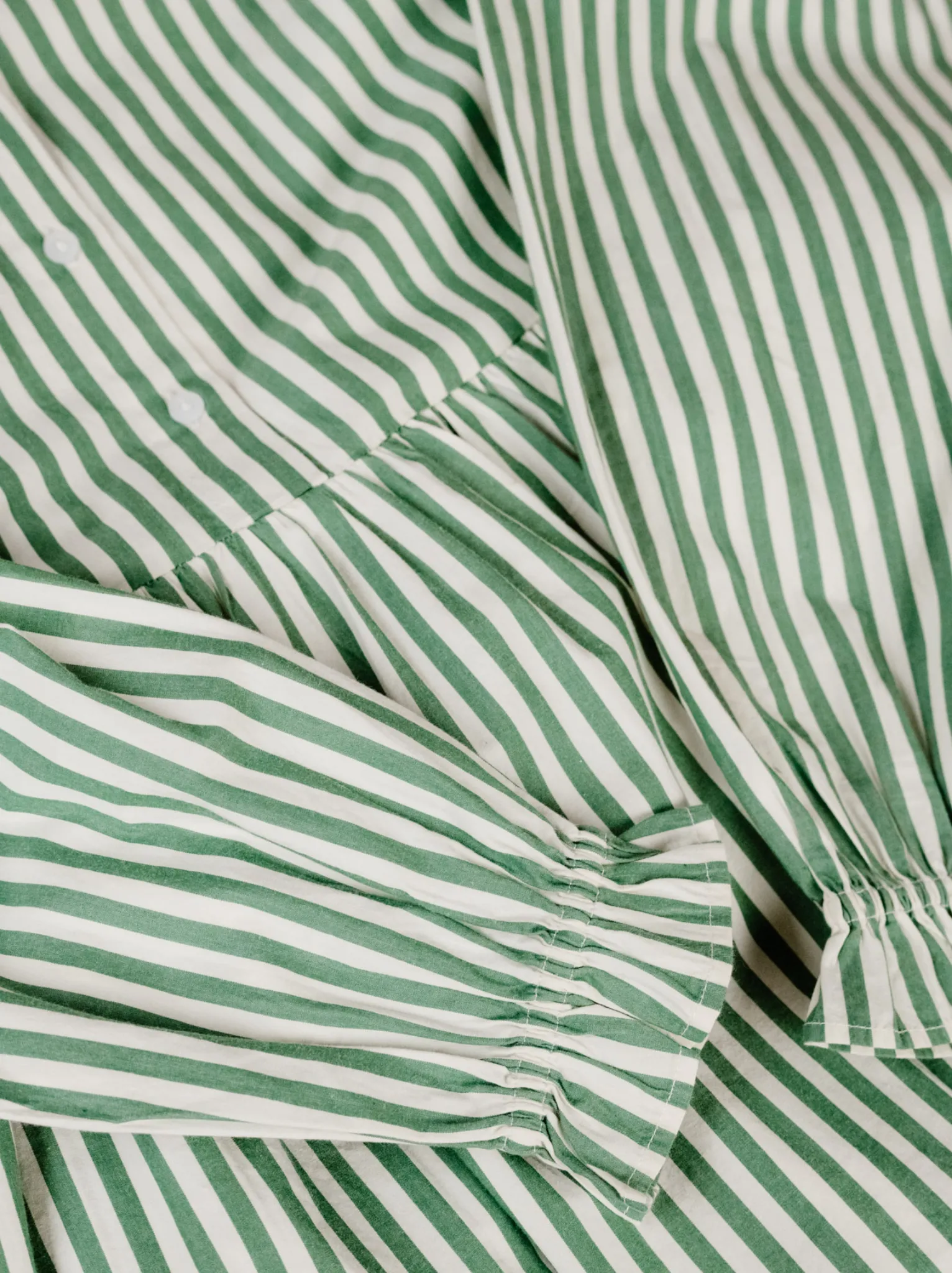 Aleesha Tiered Mini Shirtdress - Green Cabana Stripe,Women Dresses