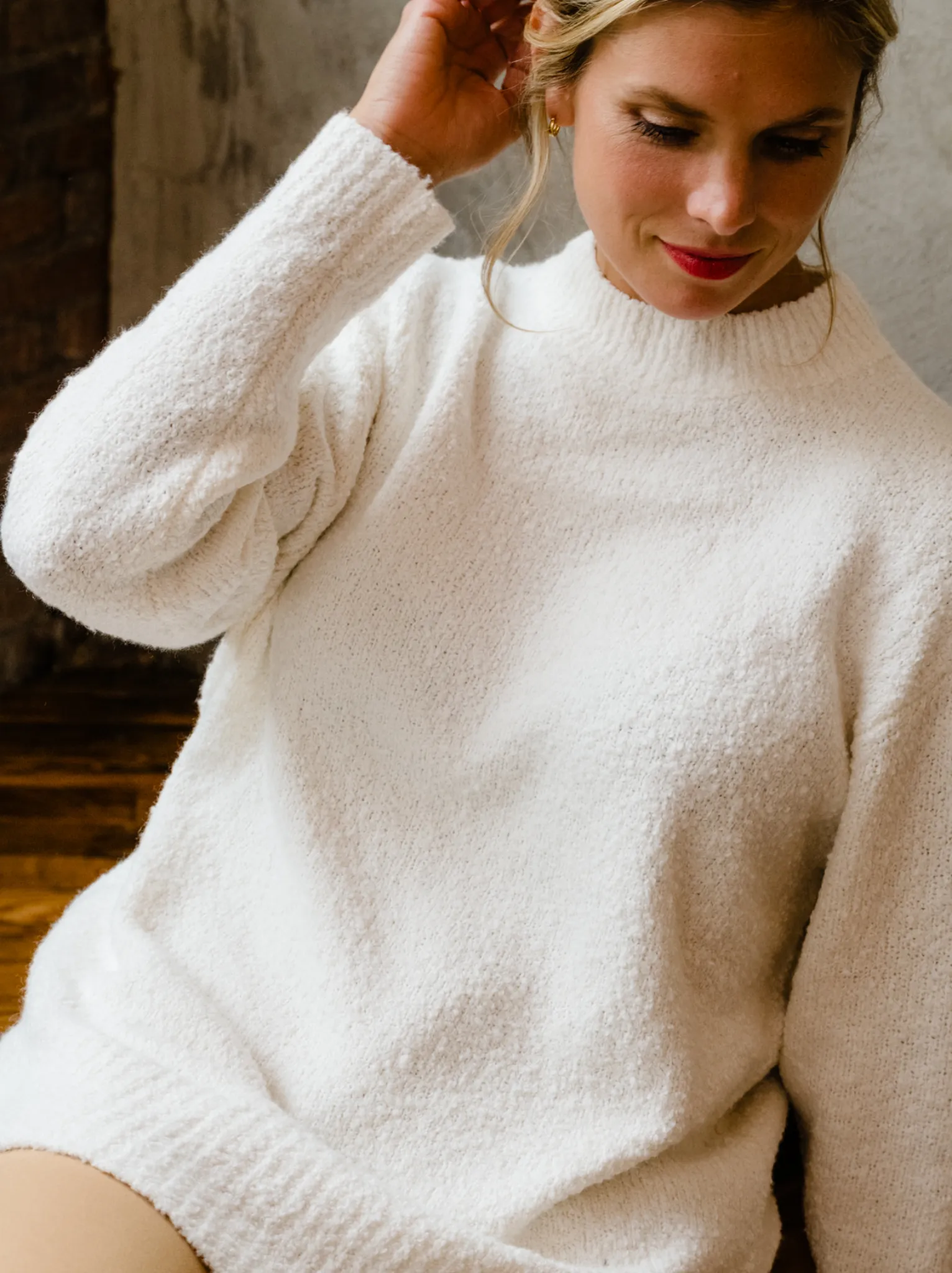 Alexis Boucle Sweater - Almond,Women Sweaters