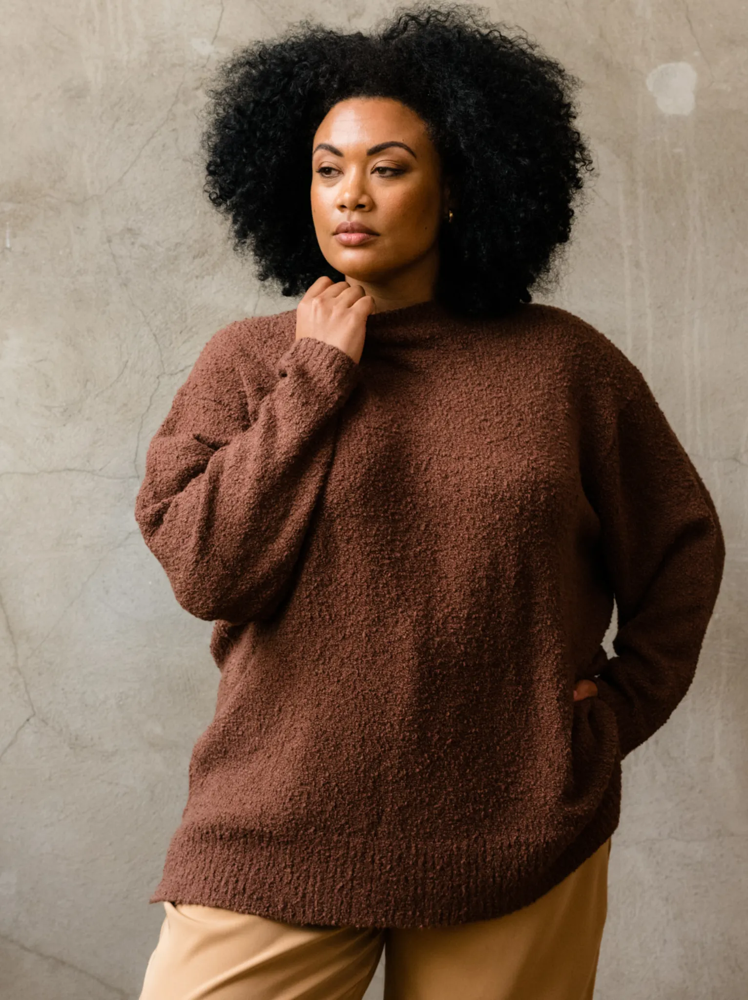 Alexis Boucle Sweater - Mocha,Women Sweaters