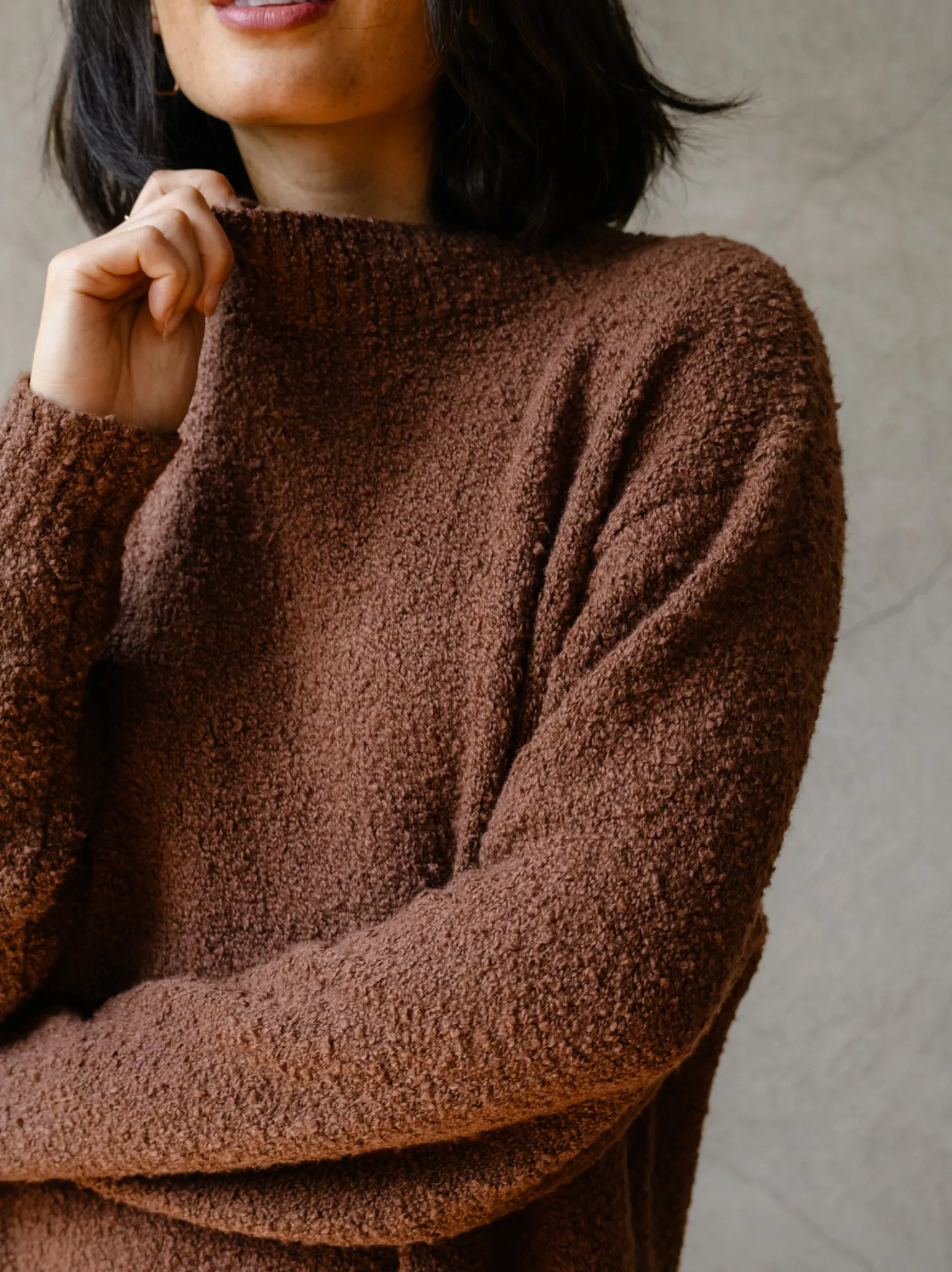 Alexis Boucle Sweater - Mocha,Women Sweaters