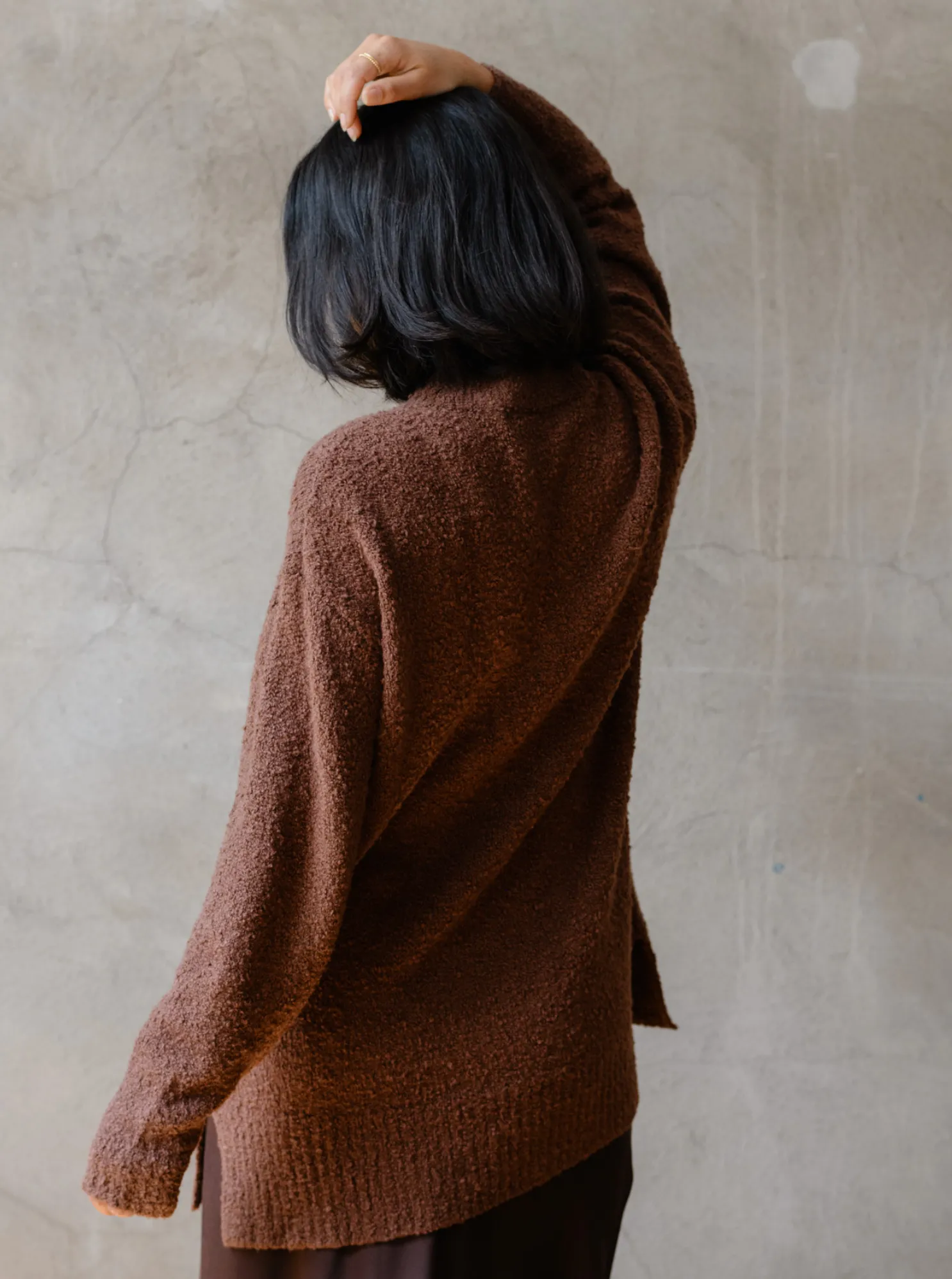 Alexis Boucle Sweater - Mocha,Women Sweaters