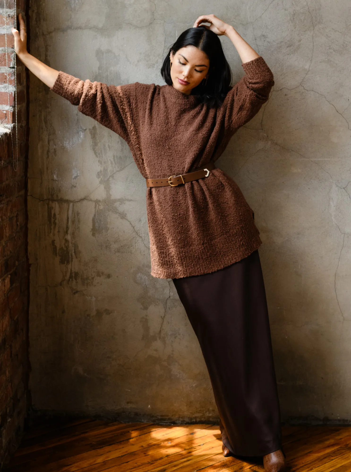 Alexis Boucle Sweater - Mocha,Women Sweaters