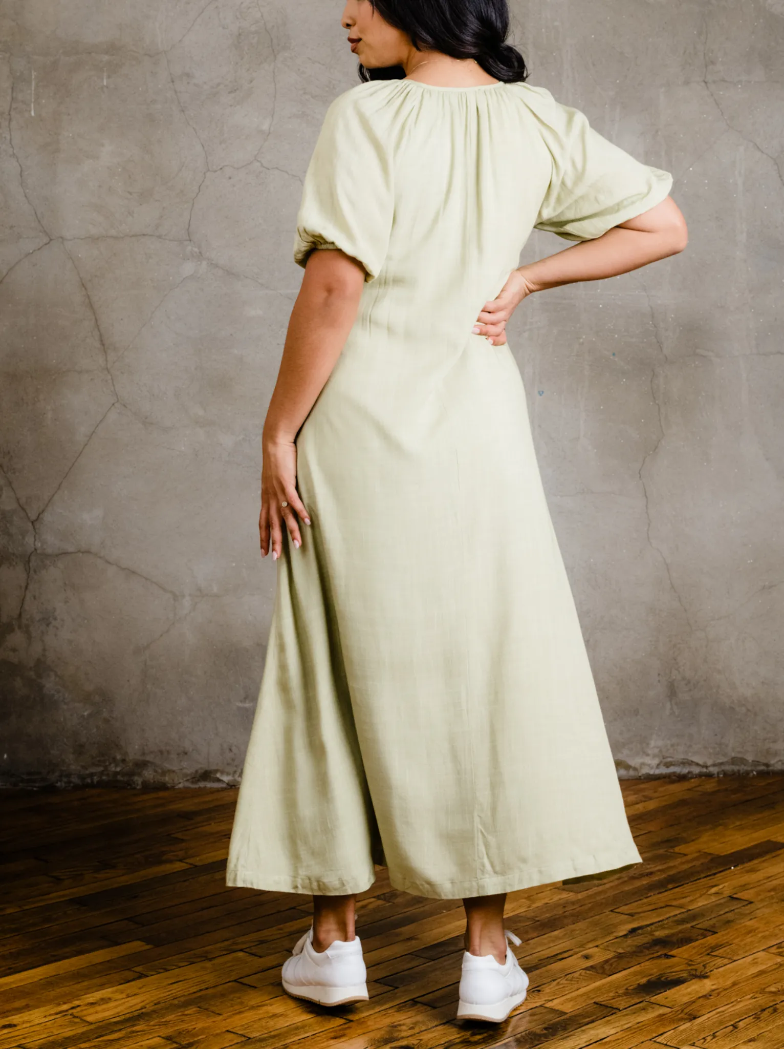 Amari Puff Sleeve Maxi Dress - Pear,Women Dresses