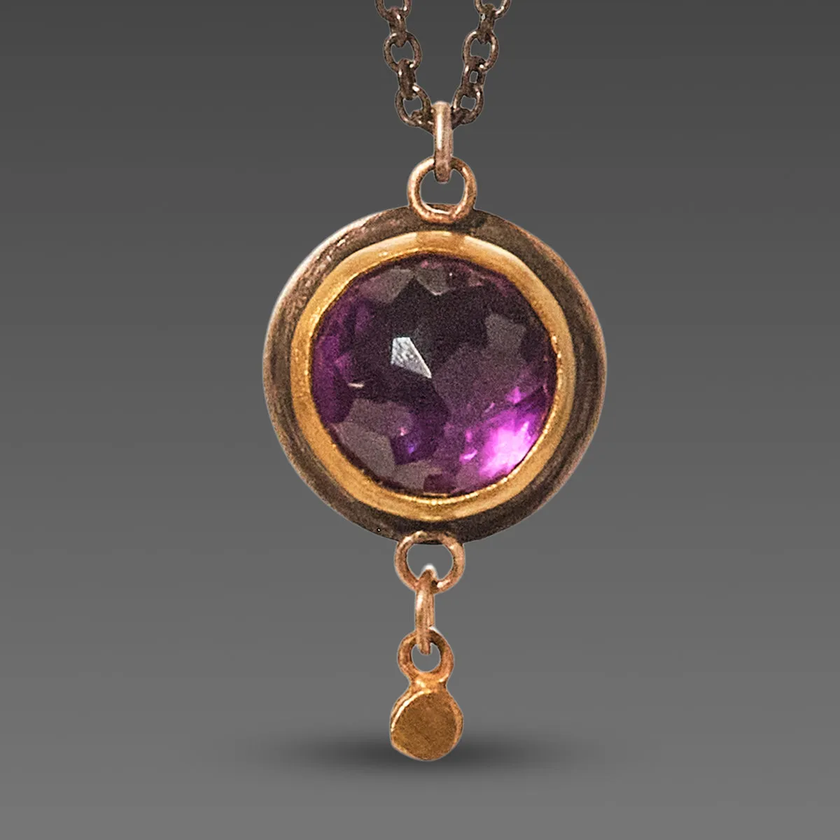 Amethyst & Gold Disk Necklace,Jewelry Delicate & Elegant