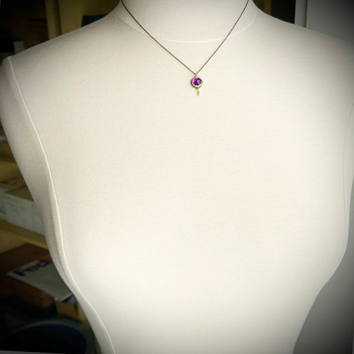 Amethyst & Gold Disk Necklace,Jewelry Delicate & Elegant