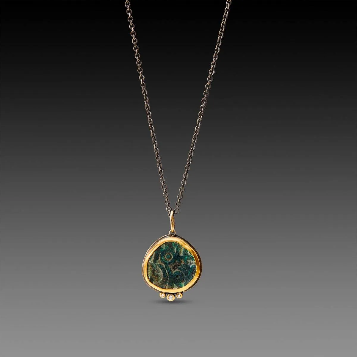 Ancient Indian Coin Necklace with Diamonds,Jewelry Delicate & Elegant