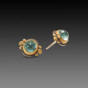 Apatite & Gold Stud Earrings,Jewelry Delicate & Elegant