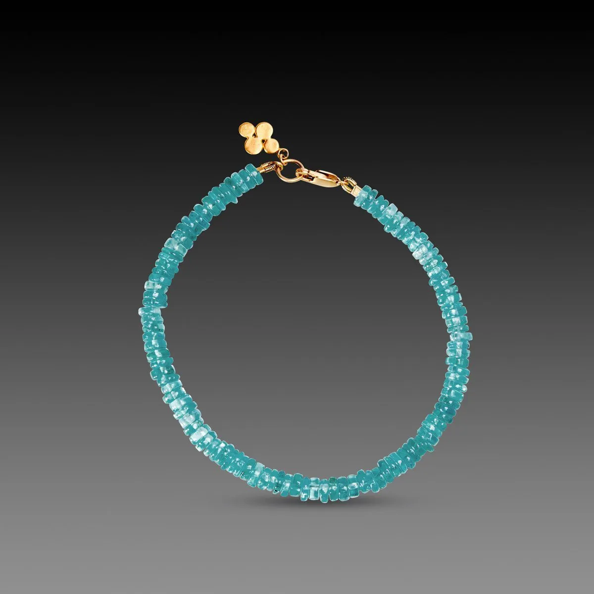Apatite Bracelet with 22k Disk Charm,Jewelry Delicate & Elegant