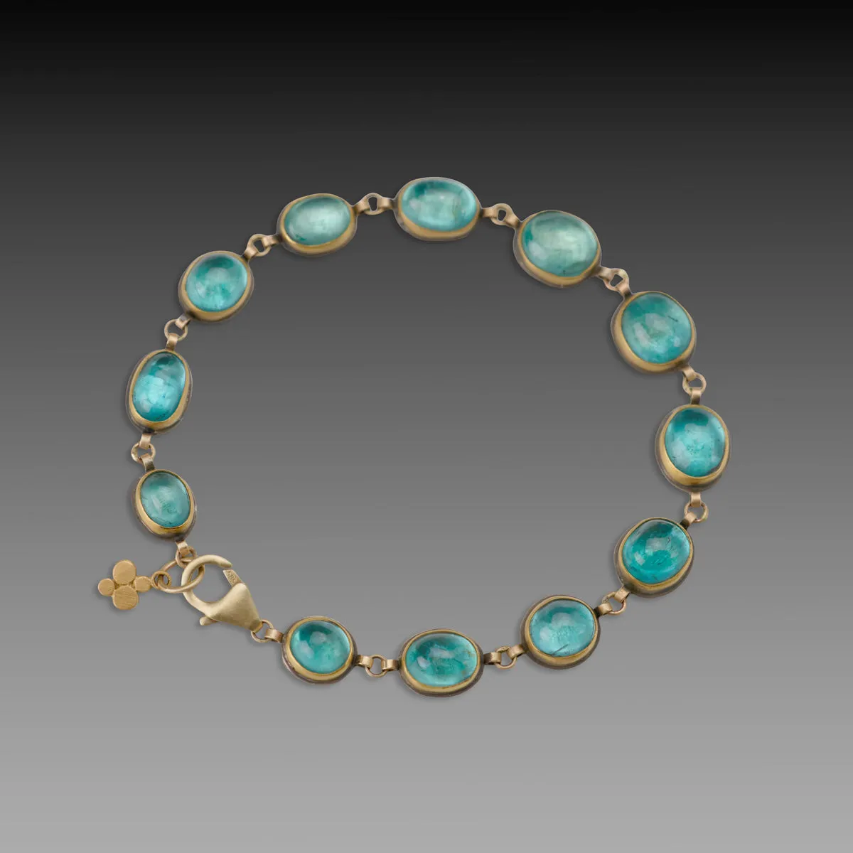 Apatite Linked Bracelet with 22k Disk Charm,Jewelry Delicate & Elegant