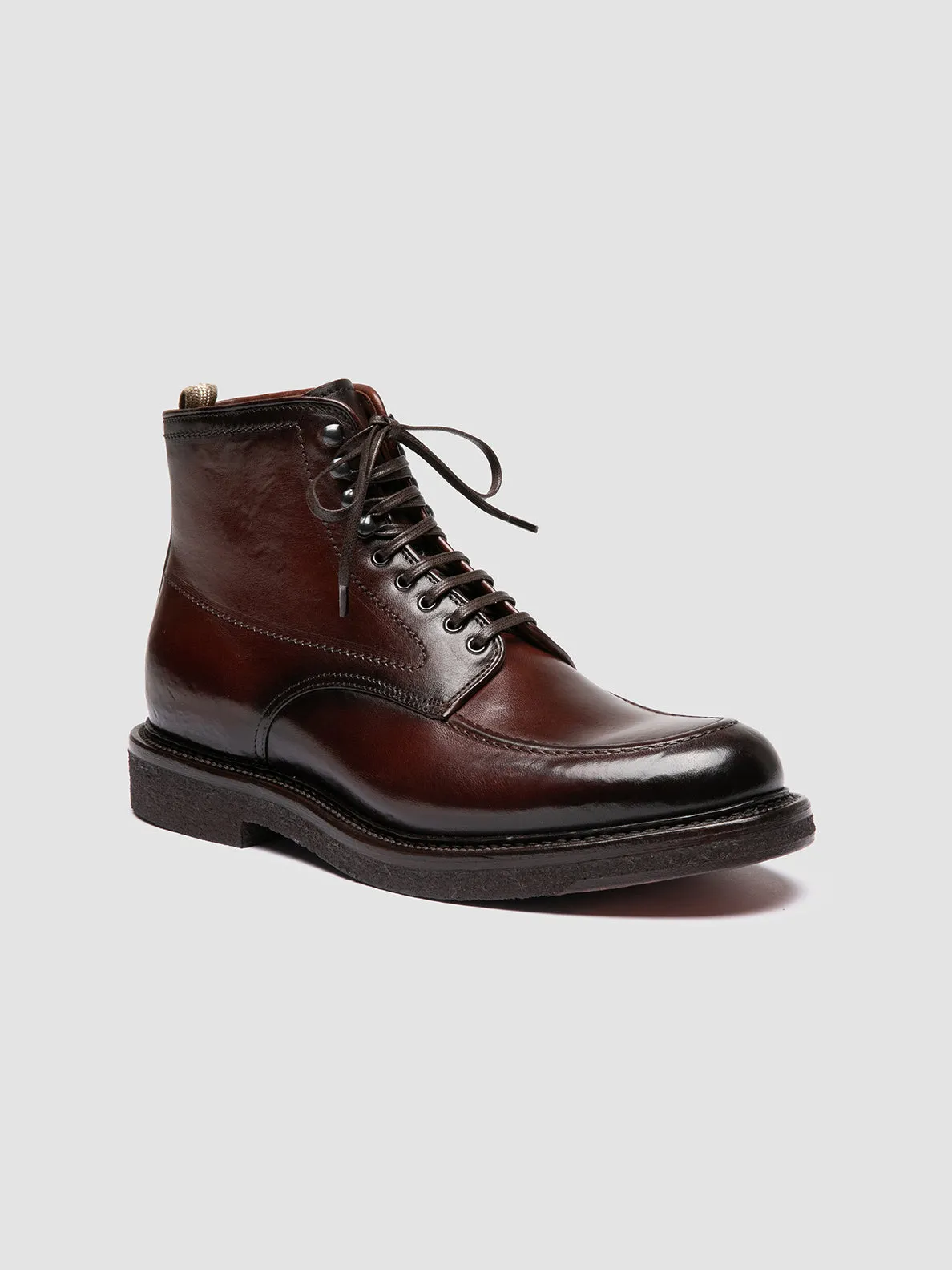 ASTON CREPE 004 - Brown Leather Lace-Up Boots,Men Boots