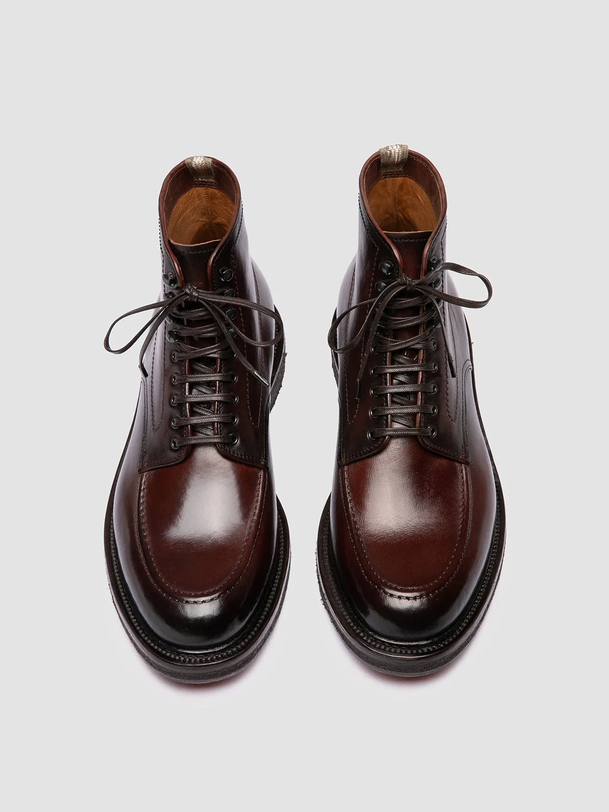 ASTON CREPE 004 - Brown Leather Lace-Up Boots,Men Boots