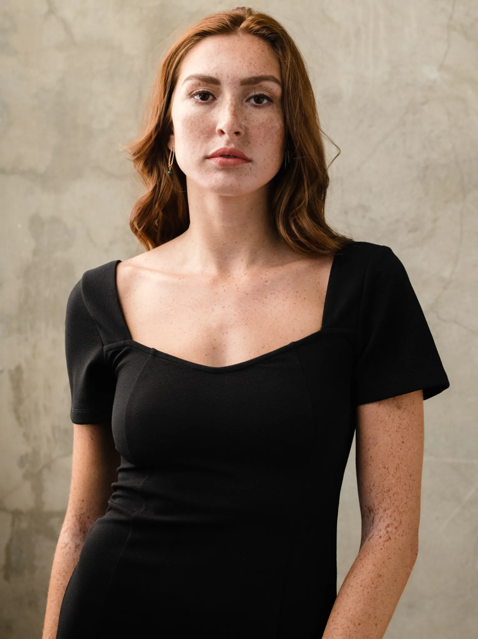 Aubrey Crepe Midi Dress - Black,Women Dresses