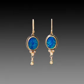 Australian Opal and Diamond Earrings,Jewelry Delicate & Elegant