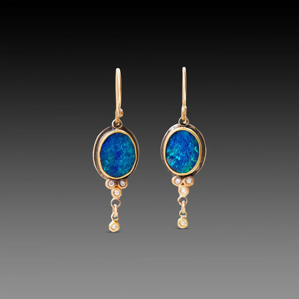 Australian Opal and Diamond Earrings,Jewelry Delicate & Elegant