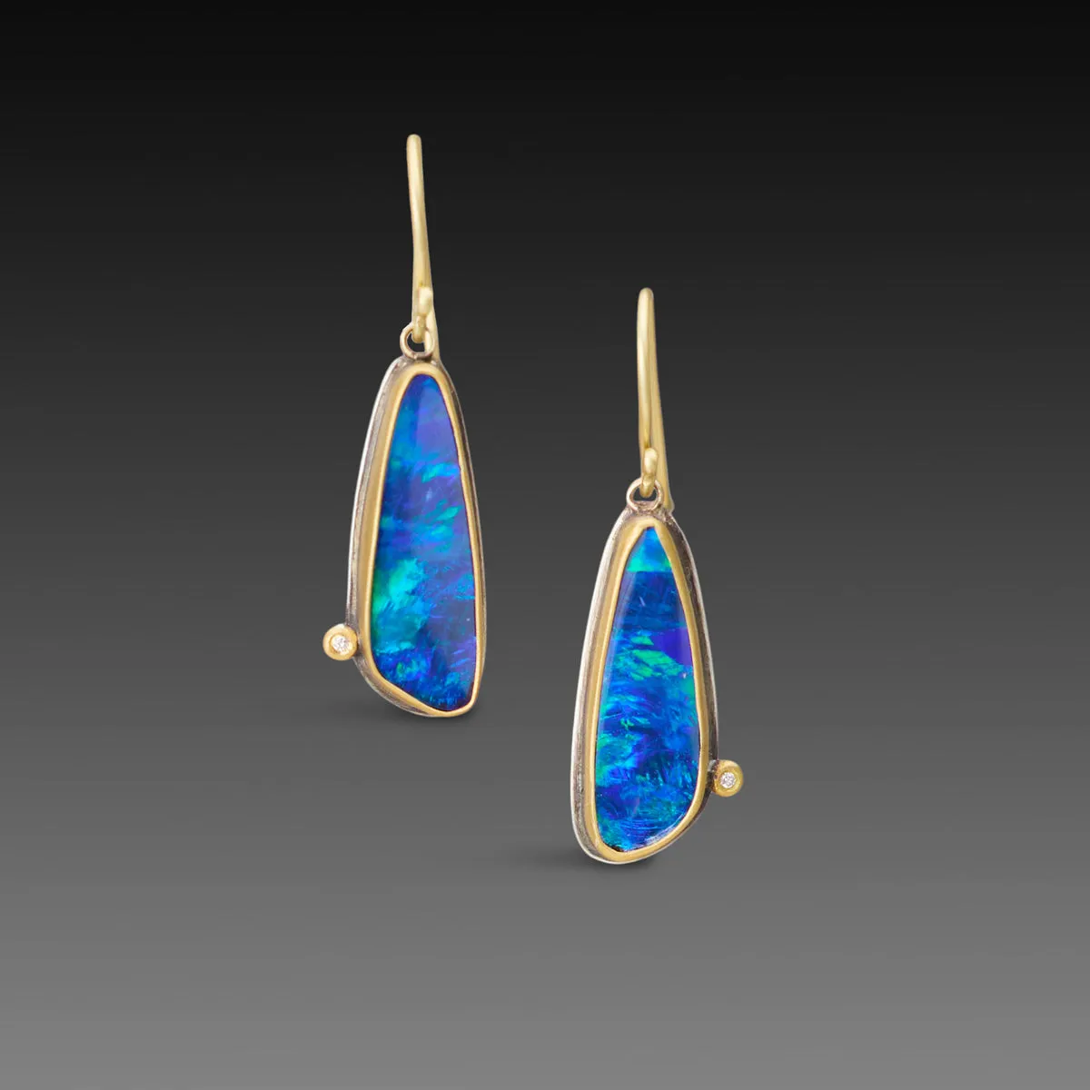 Australian Opal Earrings with Diamonds,Jewelry Delicate & Elegant