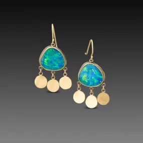 Australian Opal Earrings with Gold Fringe,Jewelry Delicate & Elegant