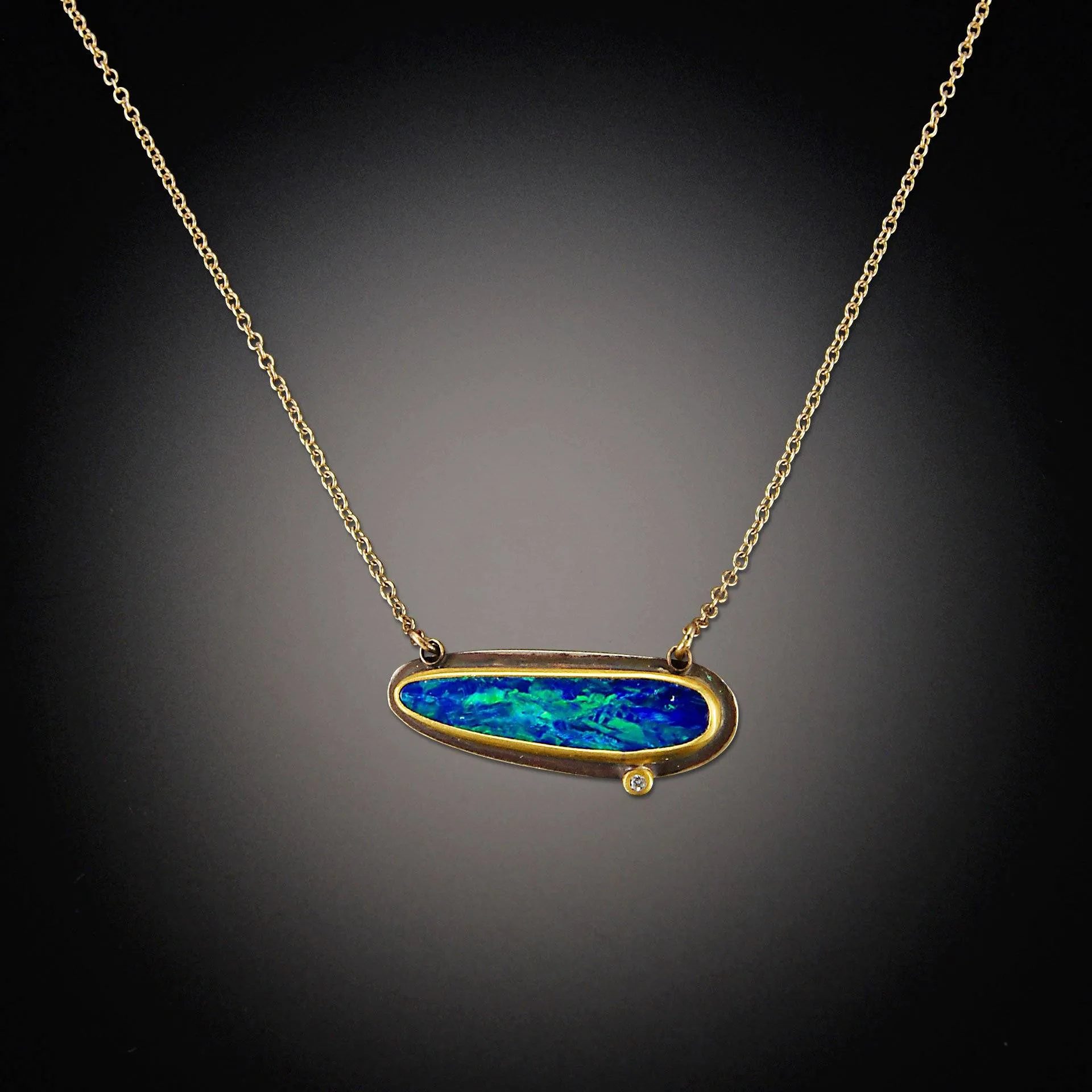 Australian Opal Necklace with Diamond,Jewelry Delicate & Elegant