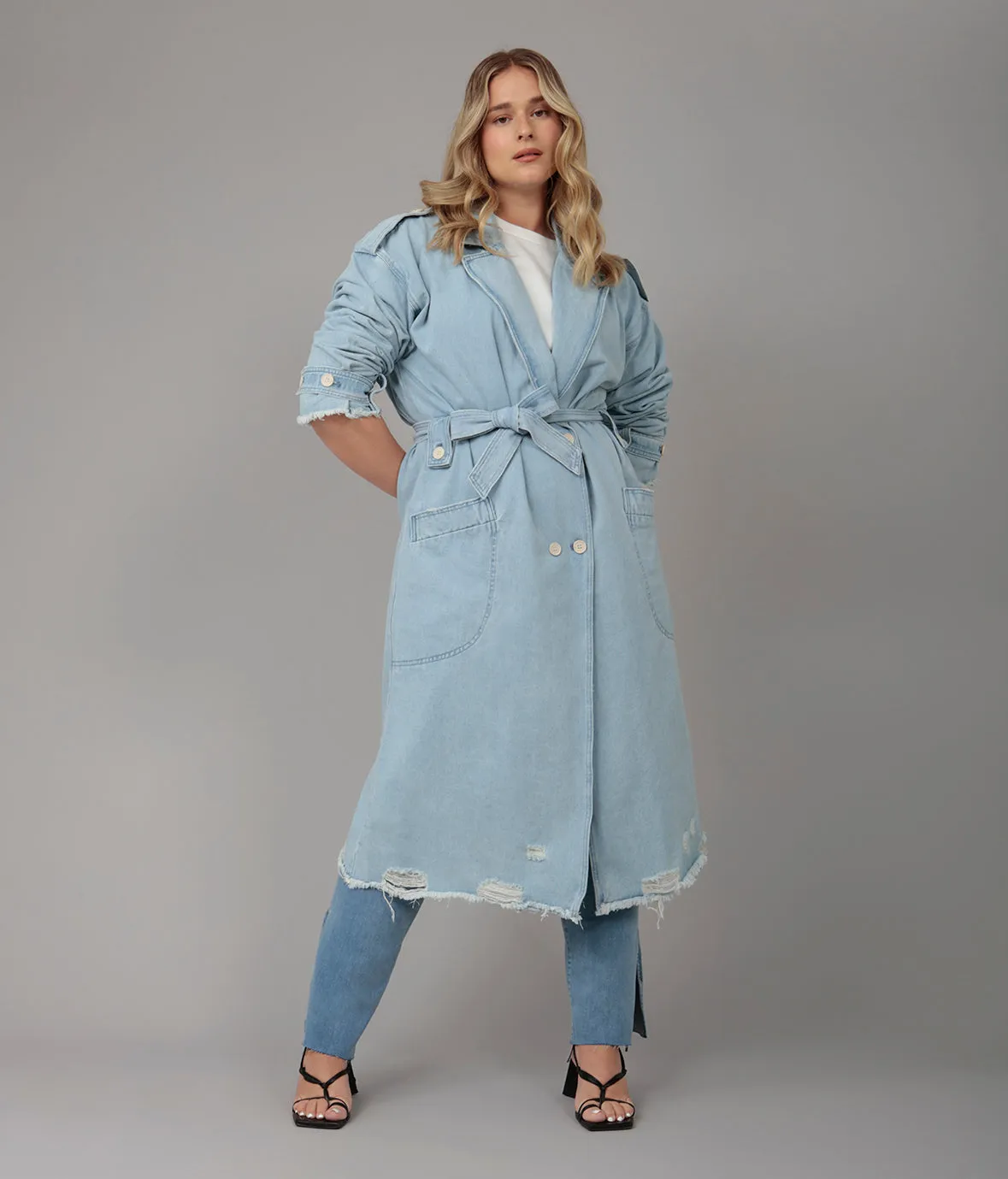 AVERY-BO Trench Coat - Blue Opal,Women