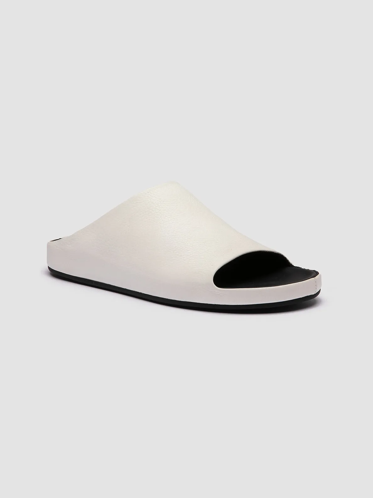 BABOUCHE 002 - White Leather Mule Sandals,Men Sandals