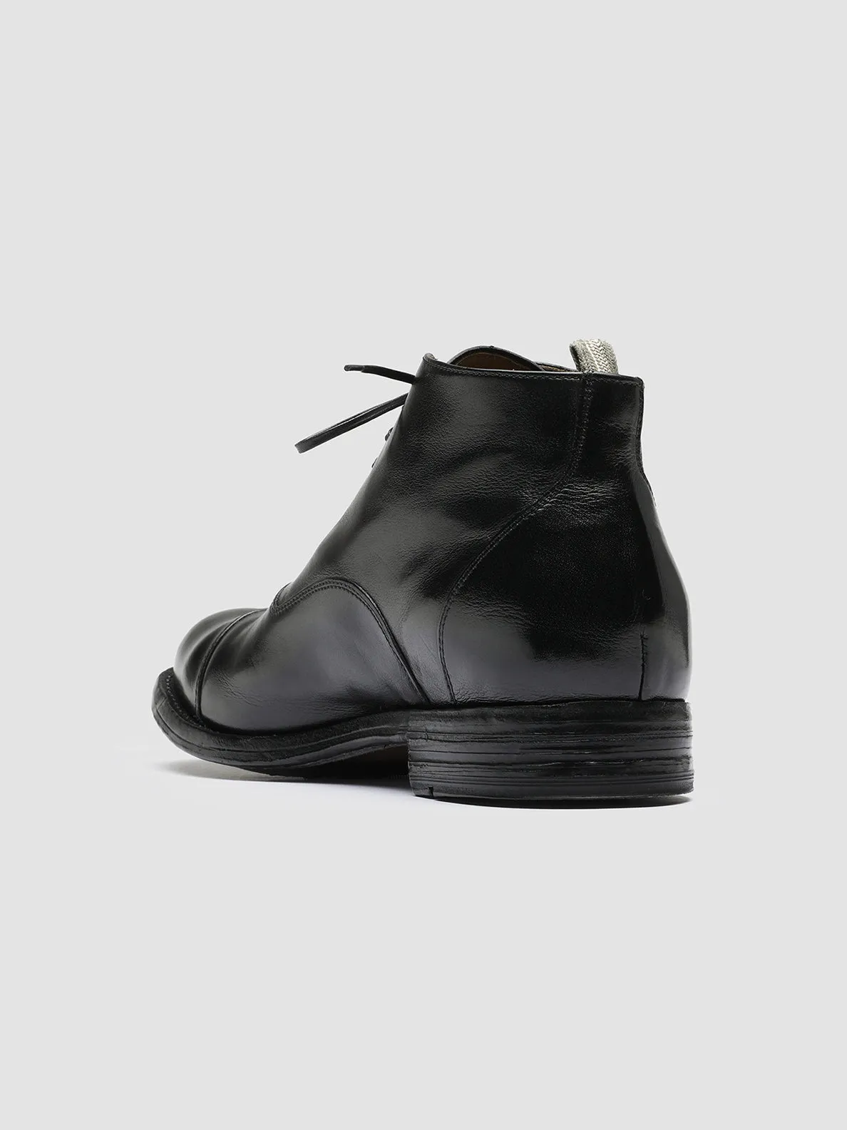 BALANCE 009 - Black Leather Lace Up Ankle Boots,Men Boots