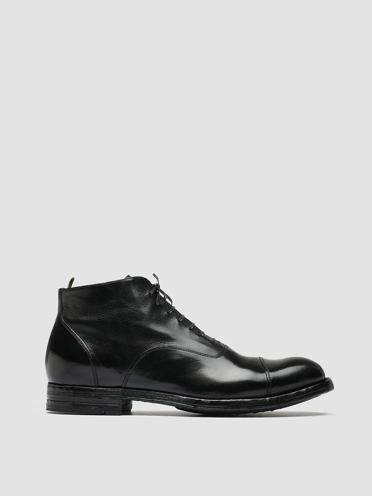BALANCE 009 - Black Leather Lace Up Ankle Boots,Men Boots